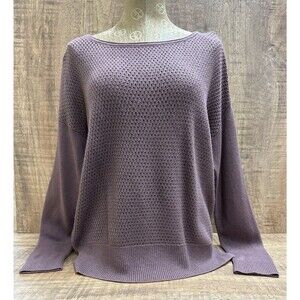 LOFT women sz L crew neck pullover dirty rose casual sweater merino wool blend